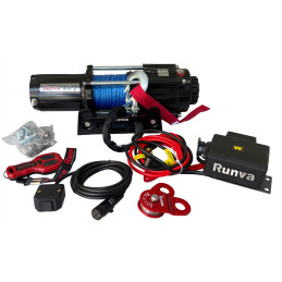 Runva Winch with Synthetic Rope 4500lbs (2 041Kg)-2 x Remotes (Wire+Wireless)