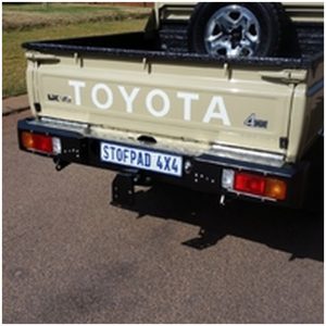 Stofpad Land Cruiser 79 Carrier REAR BUMPERS with Towbar. Non removable tow hitch. High lift jack point